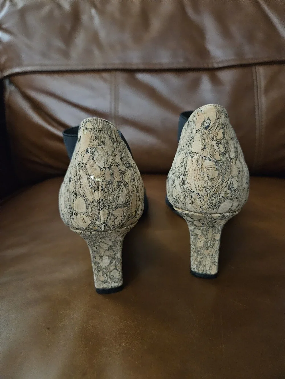 Manolo Blahnik Black Cork Wedge Sandals Heels EU 37